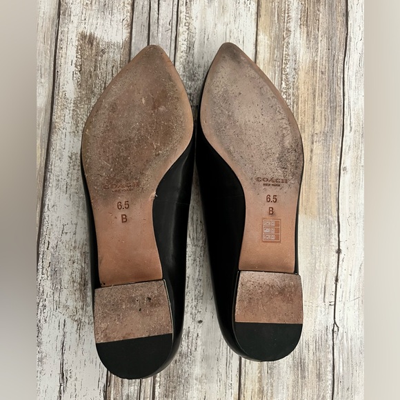 Coach “Wilma” pointed toe gold bow ballet flats black 6.5 - Picture 6 of 6